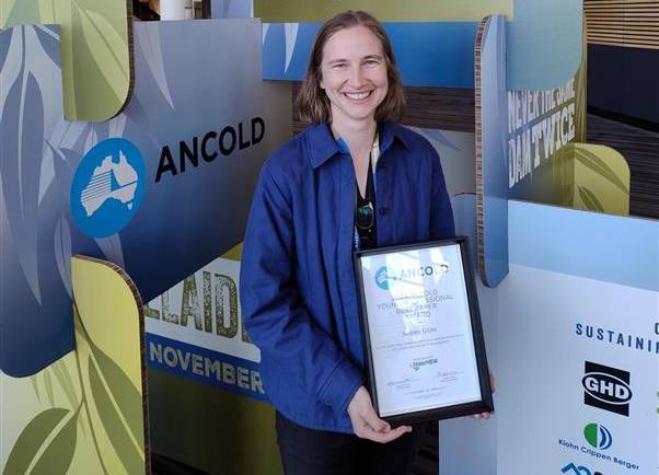 Young Entura engineer Sammy Gibbs wins award at national dams conference